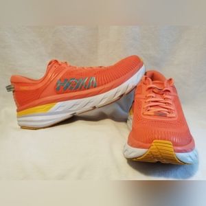 HOKA Women's Bondi 7 Running shoe, 7.5, Camellia/Coastal Shade